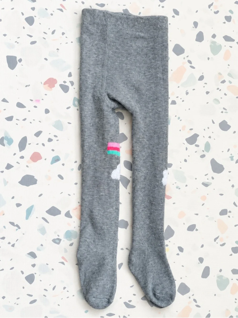 Target Gray Tights with Pink and Green Rainbow Cloud Knees